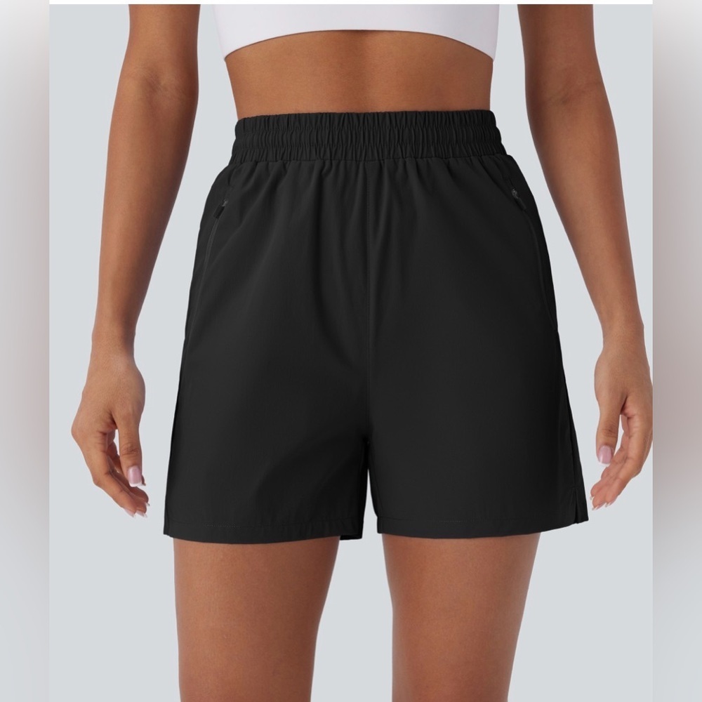 Halara Black Athletic Shorts Nylon Blend Drawstring 4 Inch Size Small